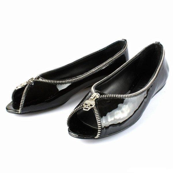 Alexander McQueen Leather zip Flat Shoes Black