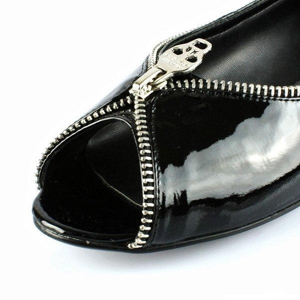 Alexander McQueen Leather zip Flat Shoes Black