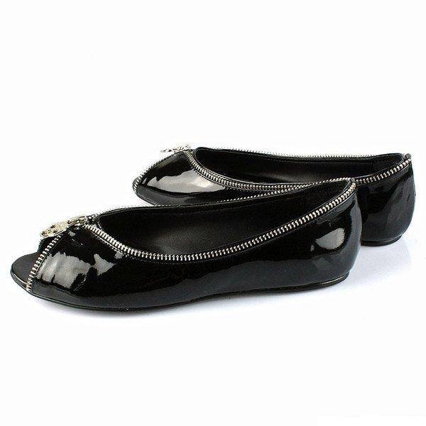 Alexander McQueen Leather zip Flat Shoes Black