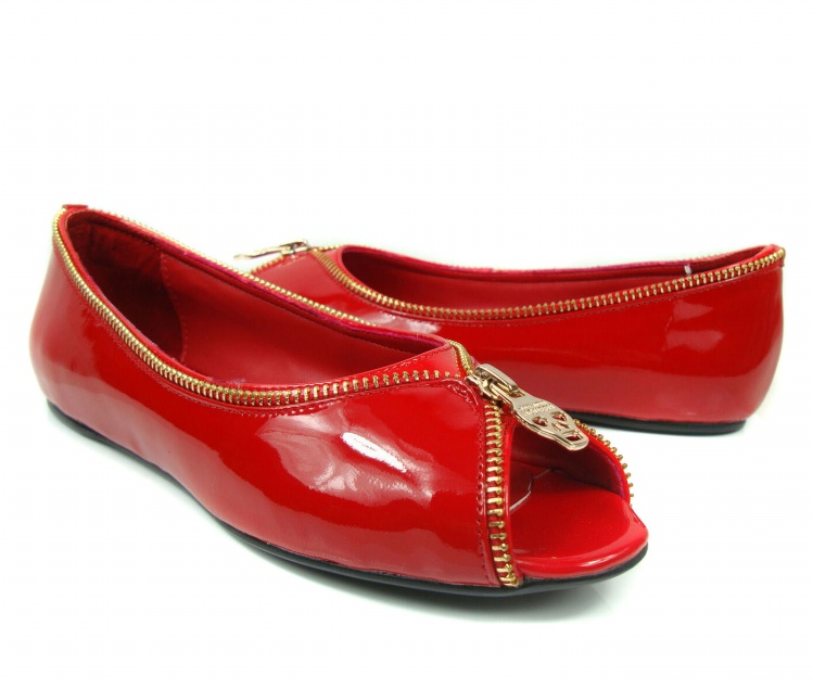 Alexander McQueen Leather zip Flat Shoes Red