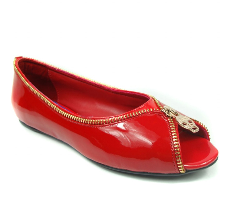 Alexander McQueen Leather zip Flat Shoes Red