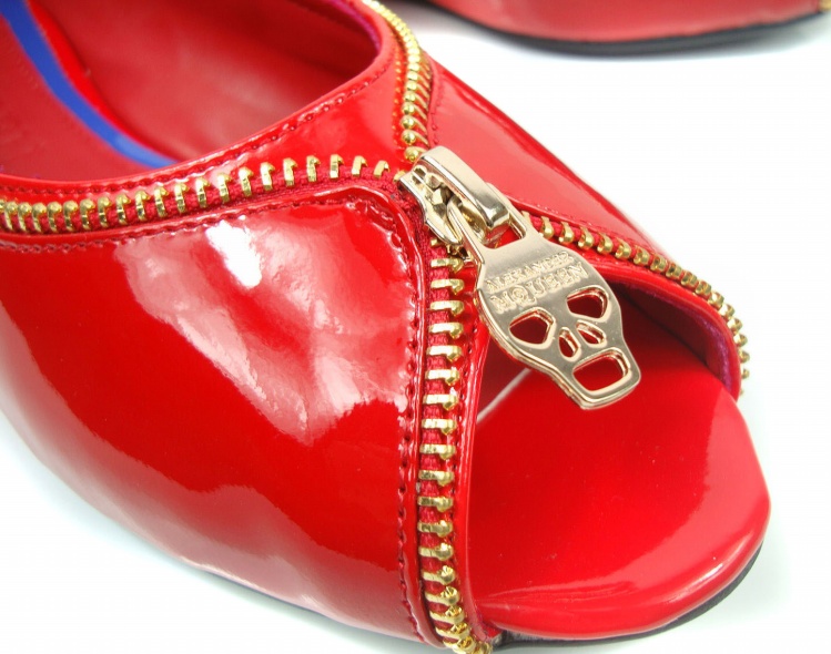 Alexander McQueen Leather zip Flat Shoes Red