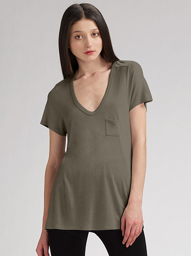 Alexander Wang Basic Pocket T shirts (deep green )