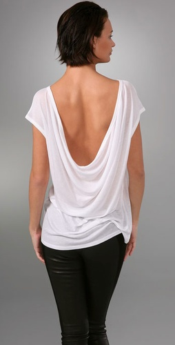 Alexander Wang Cowl Boat Neck Tee (White)