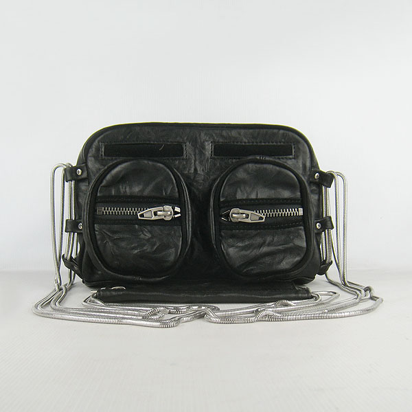 Alexander Wang Brenda Zip Chain Bag Hand Grasp Grain Black