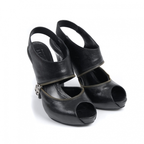 Alexander McQueen Zipper Skull Slingback Sandals