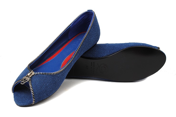 Alexander McQueen Leather zip Flat Shoes Blue