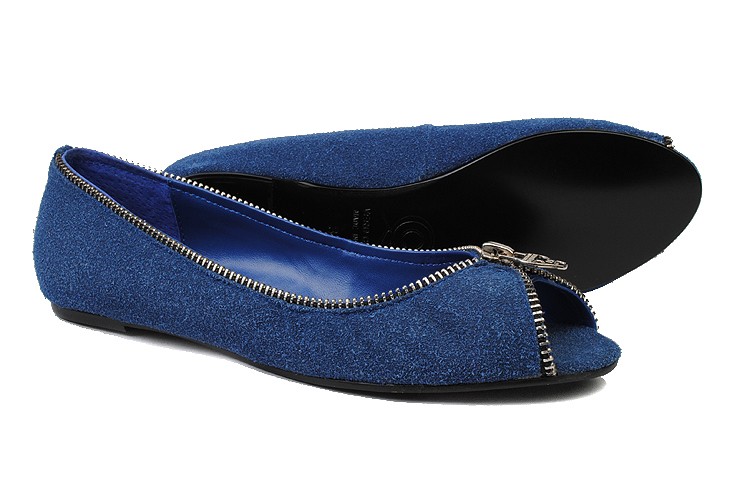 Alexander McQueen Leather zip Flat Shoes Blue