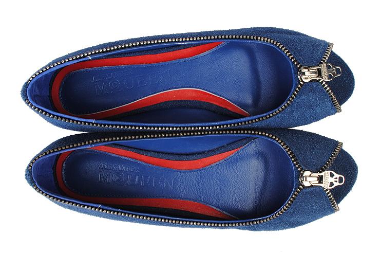 Alexander McQueen Leather zip Flat Shoes Blue