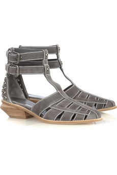 alexander Wang Jac Suede T Strap Flat Sandals