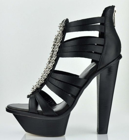 Alexander Wang Jannifer Mod Black Heavy Metal Thick Heel