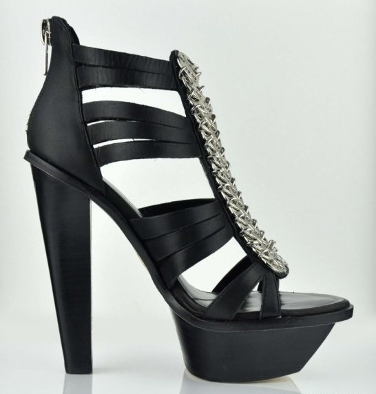 Alexander Wang Jannifer Mod Black Heavy Metal Thick Heel