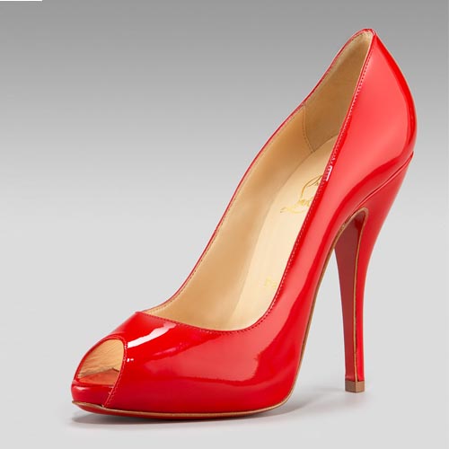 Christian Louboutin Patent Curve-Heel Pump red