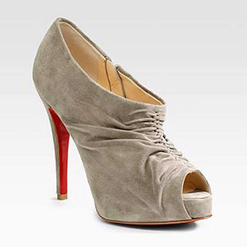 Christian Louboutin Ruched Ankle Boots natural