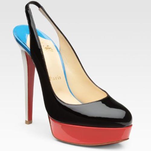 Christian Louboutin Bianca Patent Leather Slingbacks black-coral