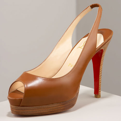 Christian Louboutin Peep-Toe Slingback Brown