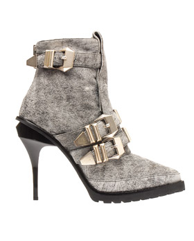 Alexander Wang Buckled leather ankle boots Grey