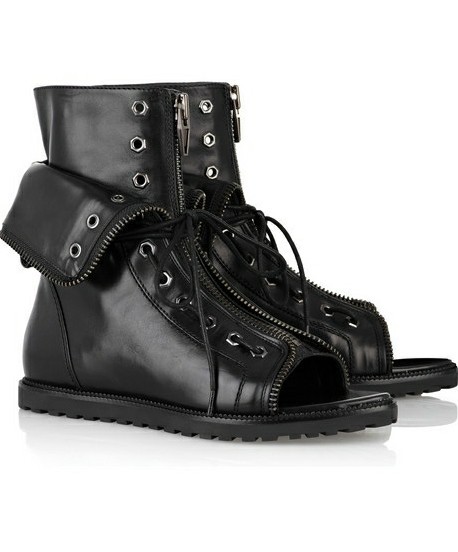 Alexander Wang Mirte Laced Zip Flat Boot Black