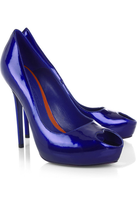 Alexander Mcqueen Blue Patent Leather Pumps