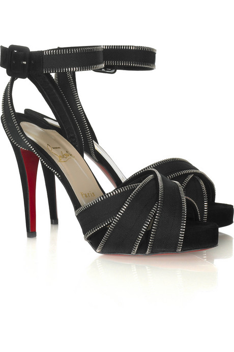 Christian Louboutin Black Suede Leather Sandals