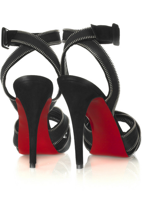 Christian Louboutin Black Suede Leather Sandals