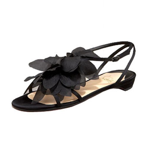 Christian Louboutin Sandals Petal Crepe Satin Sandal Black