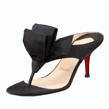 Christian Louboutin Satin Tulip Thong Sandal Black