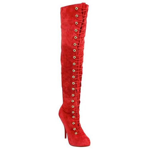 Christian Louboutin Button-Up OTK Boot Red