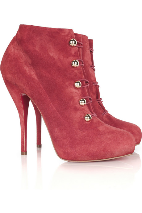 Christian Louboutin Suede Ankle Boots Red