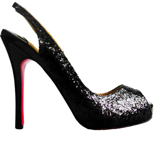 Christian Louboutin Glitter Sling Back Heel Black