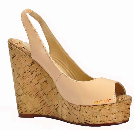 Christian Louboutin Metallic Cork Platform Wedge Pink