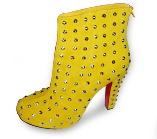 Christian Louboutin Ariella Clou Silver Studded Boot Yellow