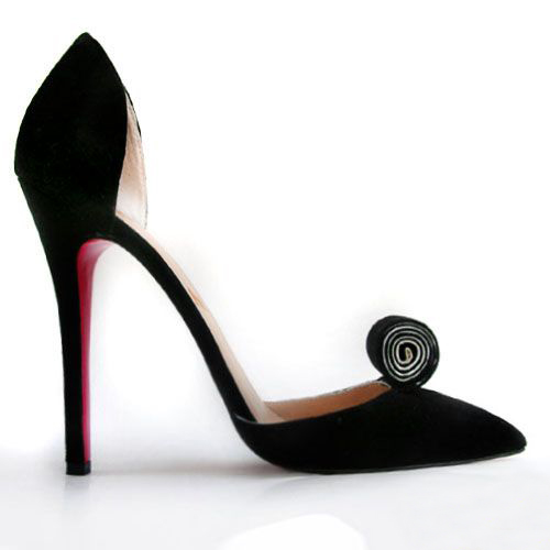 Christian Louboutin black satin rolled ribbon detail d'orsay pum