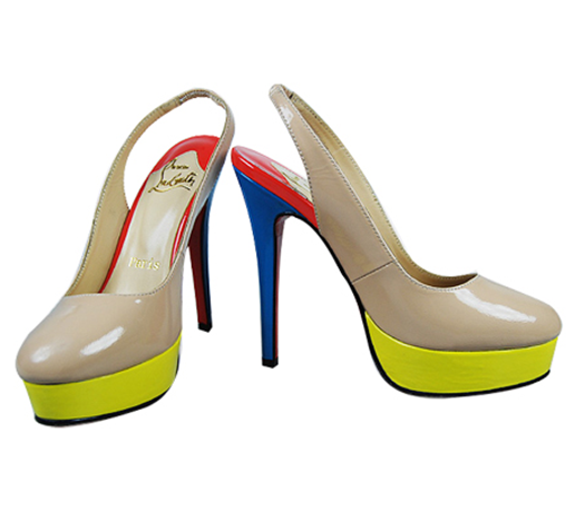 Christian Louboutin Bianca Patent Leather Slingbacks nude-yellow