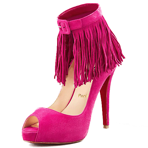 Christian Louboutin Suede Fringe Pump Magenta