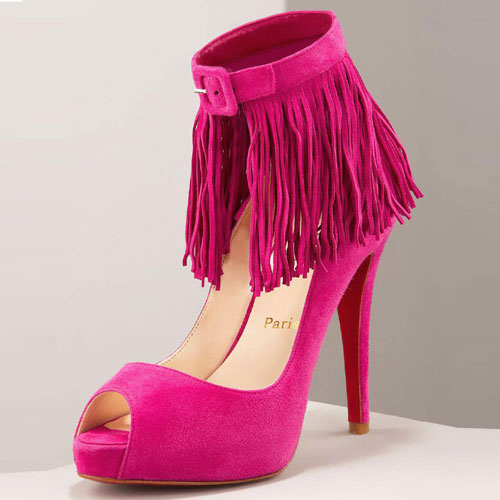 Christian Louboutin Suede Fringe Pump Magenta