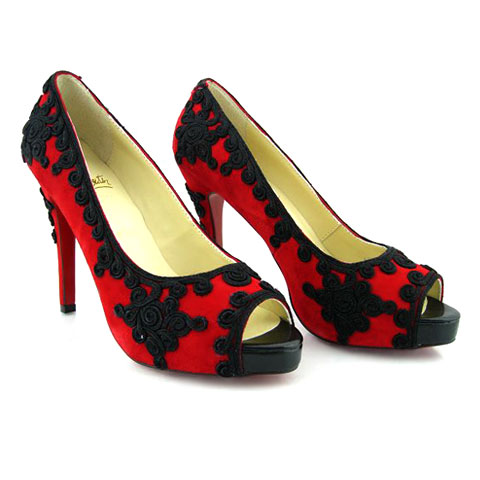 Christian Louboutin Very Prive Peep-Toe Pumps Red