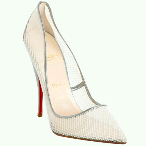 Christian louboutin mesh pumps white