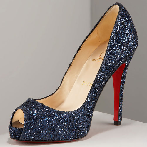 Christian Louboutin Glittered Platform Pump Marine