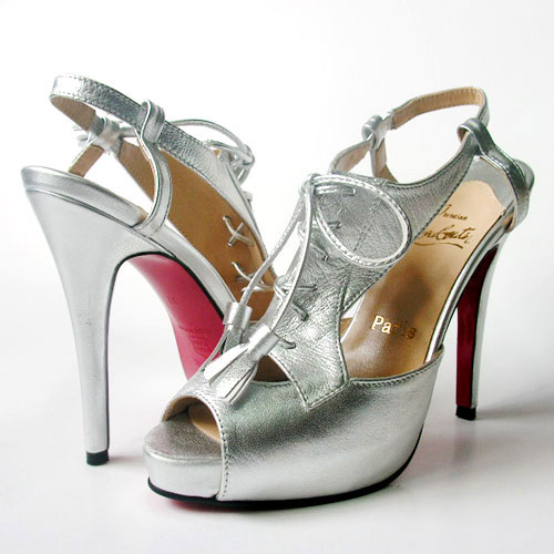 Christian Louboutin toe platform pumps silver