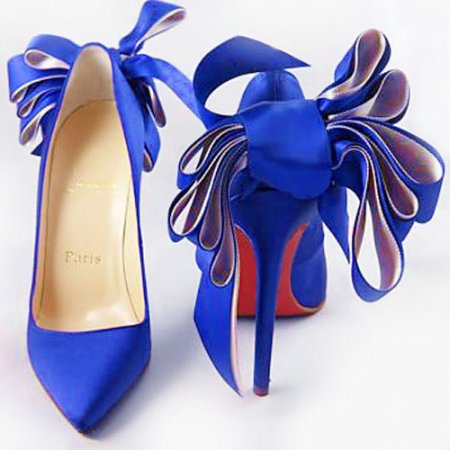 Christian Louboutin satin anemone pumps Blue