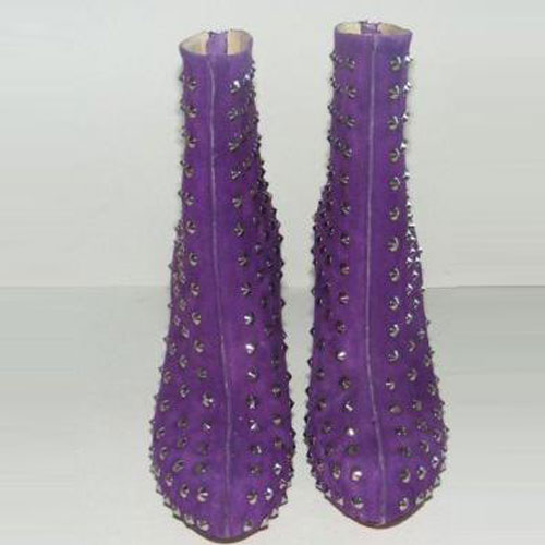 Christian Louboutin Ariella Clou Silver Studded Boot Purple