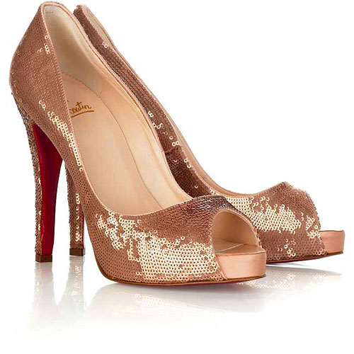 christian louboutin paillette peep-toe pumps