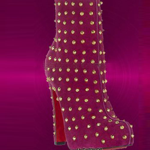 Christian Louboutin Ariella Clou Silver Studded Boot Rose